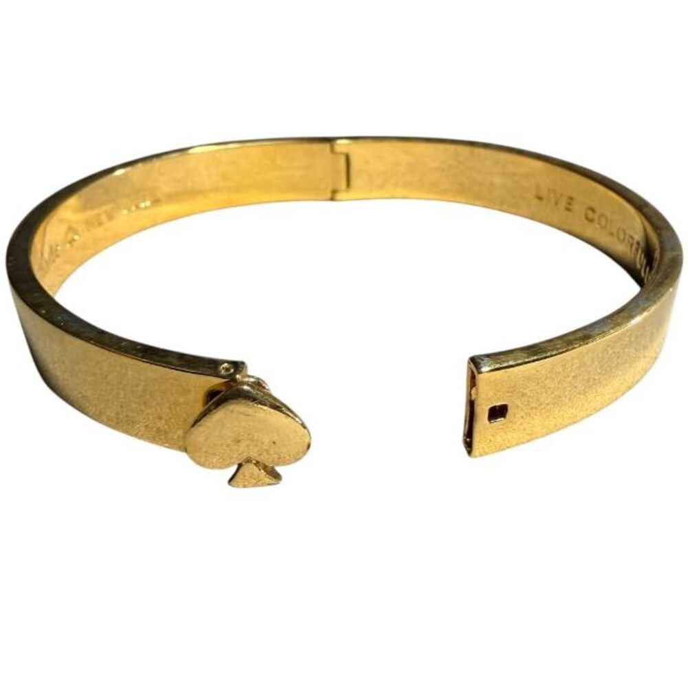 Kate Spade New York Every Day Spade Gold Tone Push Button Hinged Bangle - Picture 6 of 10
